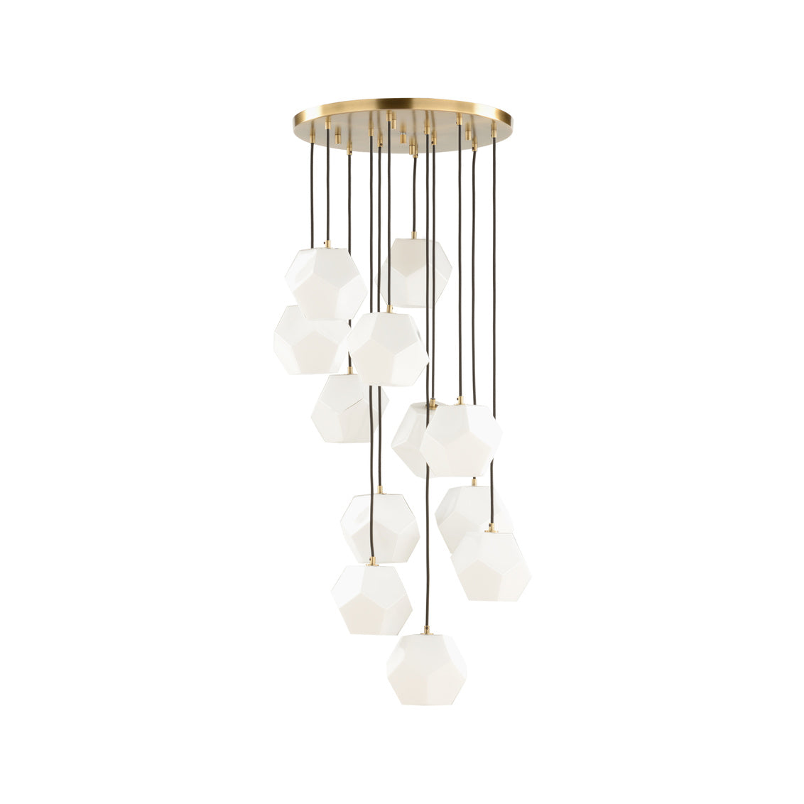 Indicus Chandelier with Multi-Drop Glass Elements & Antique Brass Finish