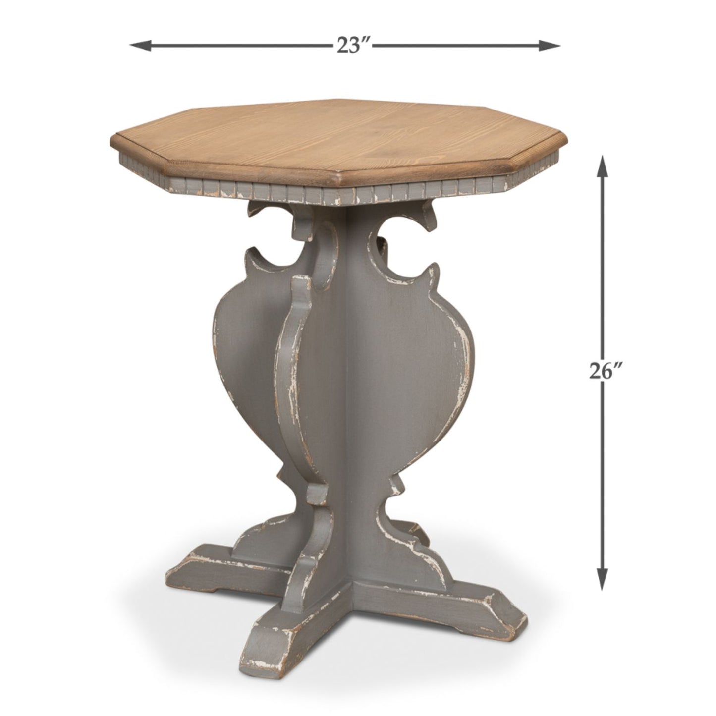 Brogan Side Table – Old Pine Finish with Green Traditional Style
