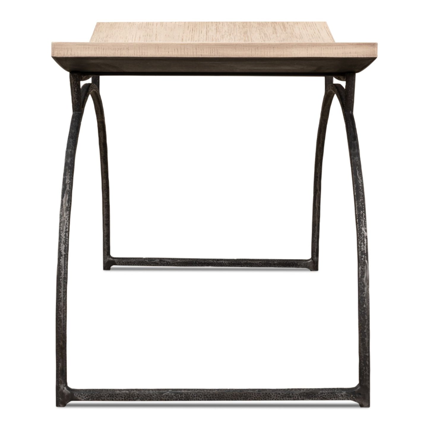Britton Bench – Flaky Pine Finish with Hand-Forged Iron Legs