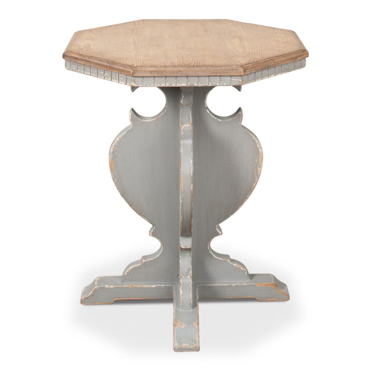 Brogan Side Table – Old Pine Finish with Green Traditional Style