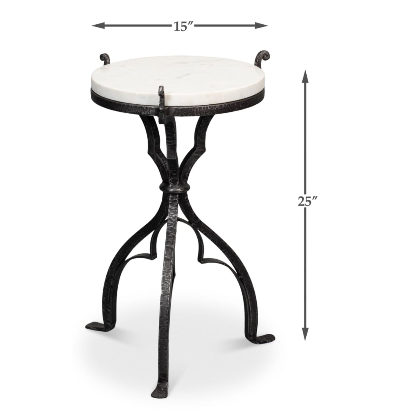 Marylin Side Table with Marble Top – White Marble & Hand-Forged Iron