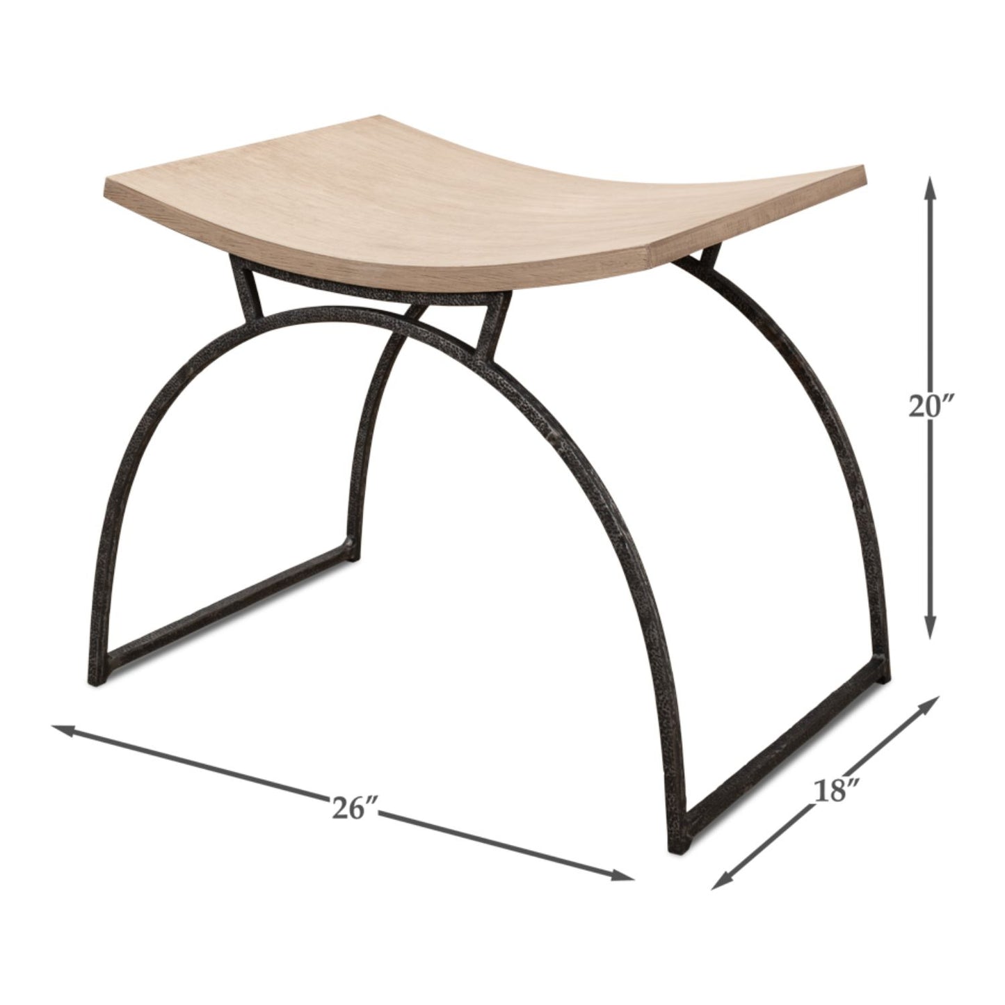 Britton Bench – Flaky Pine Finish with Hand-Forged Iron Legs
