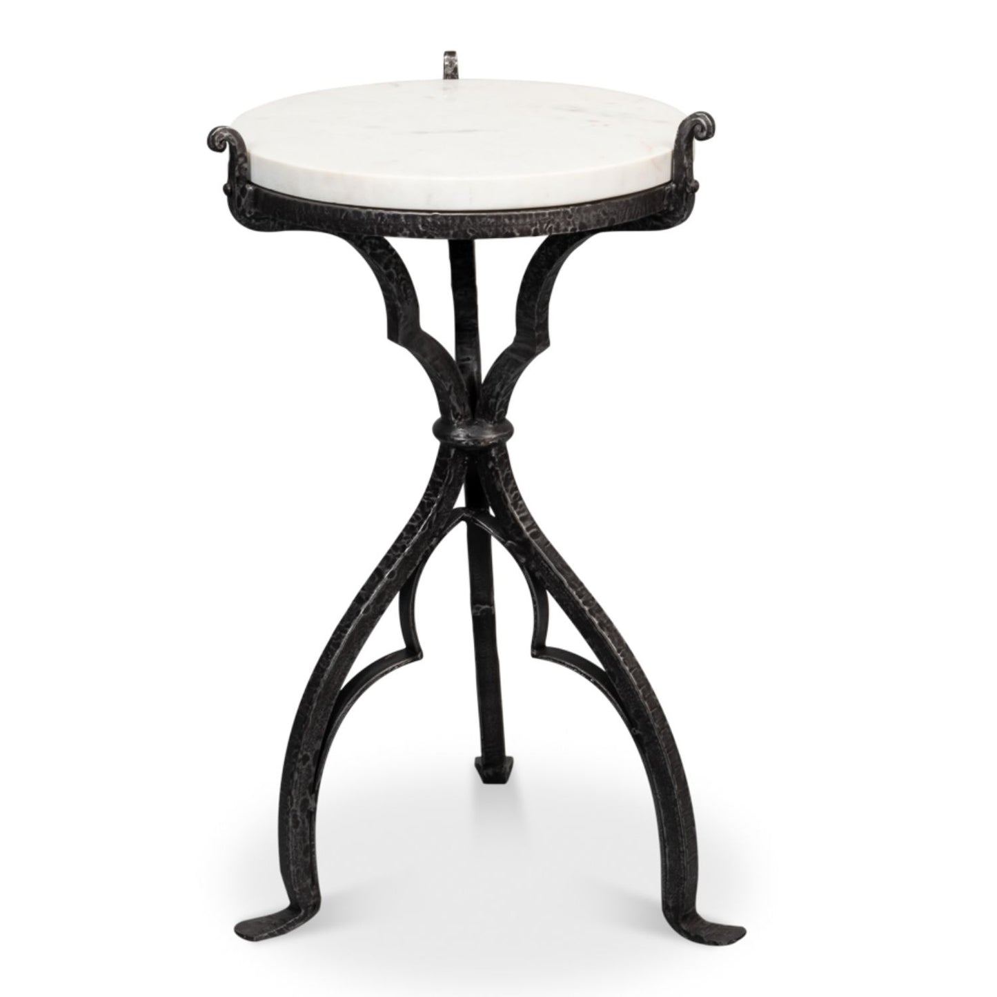 Marylin Side Table with Marble Top – White Marble & Hand-Forged Iron
