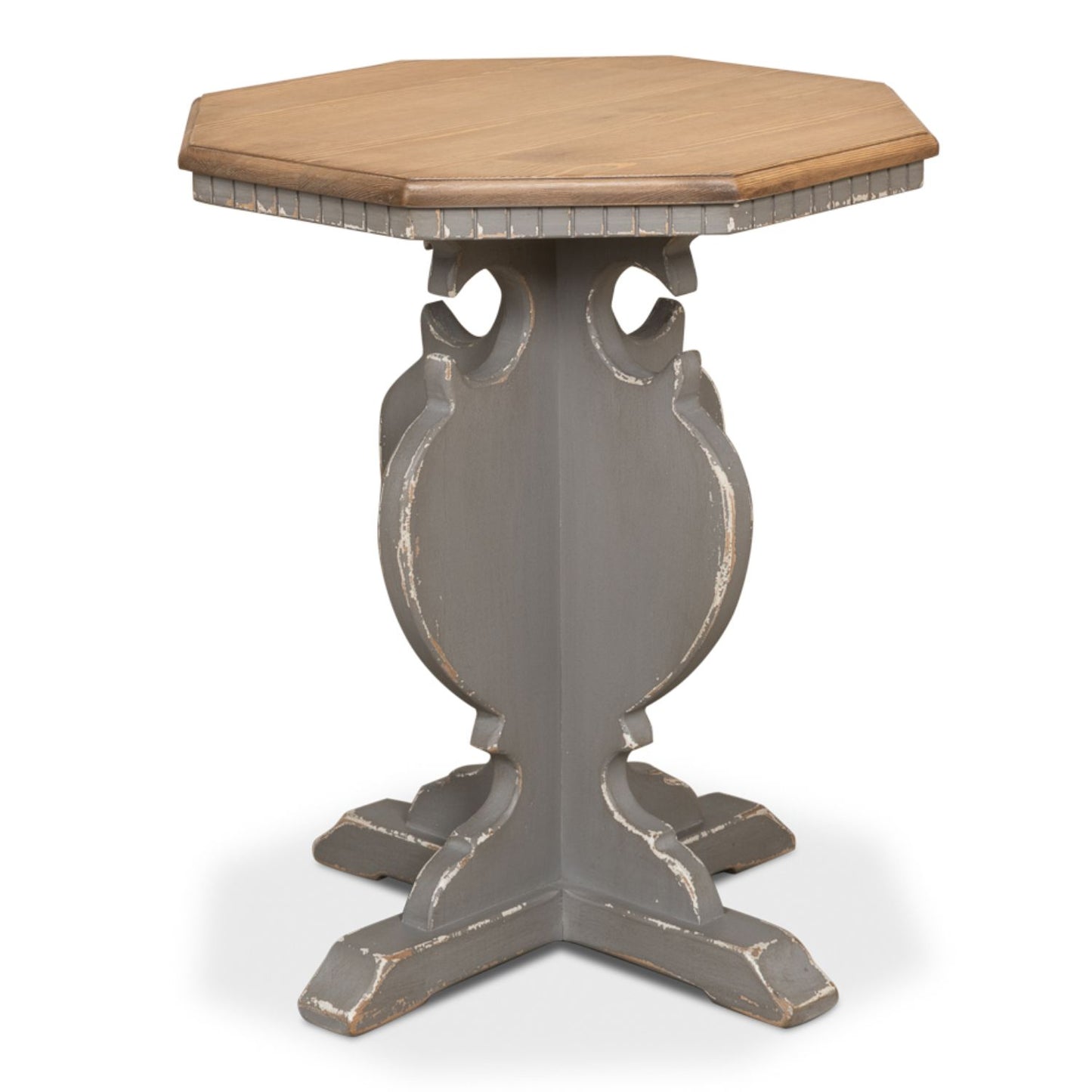 Brogan Side Table – Old Pine Finish with Green Traditional Style