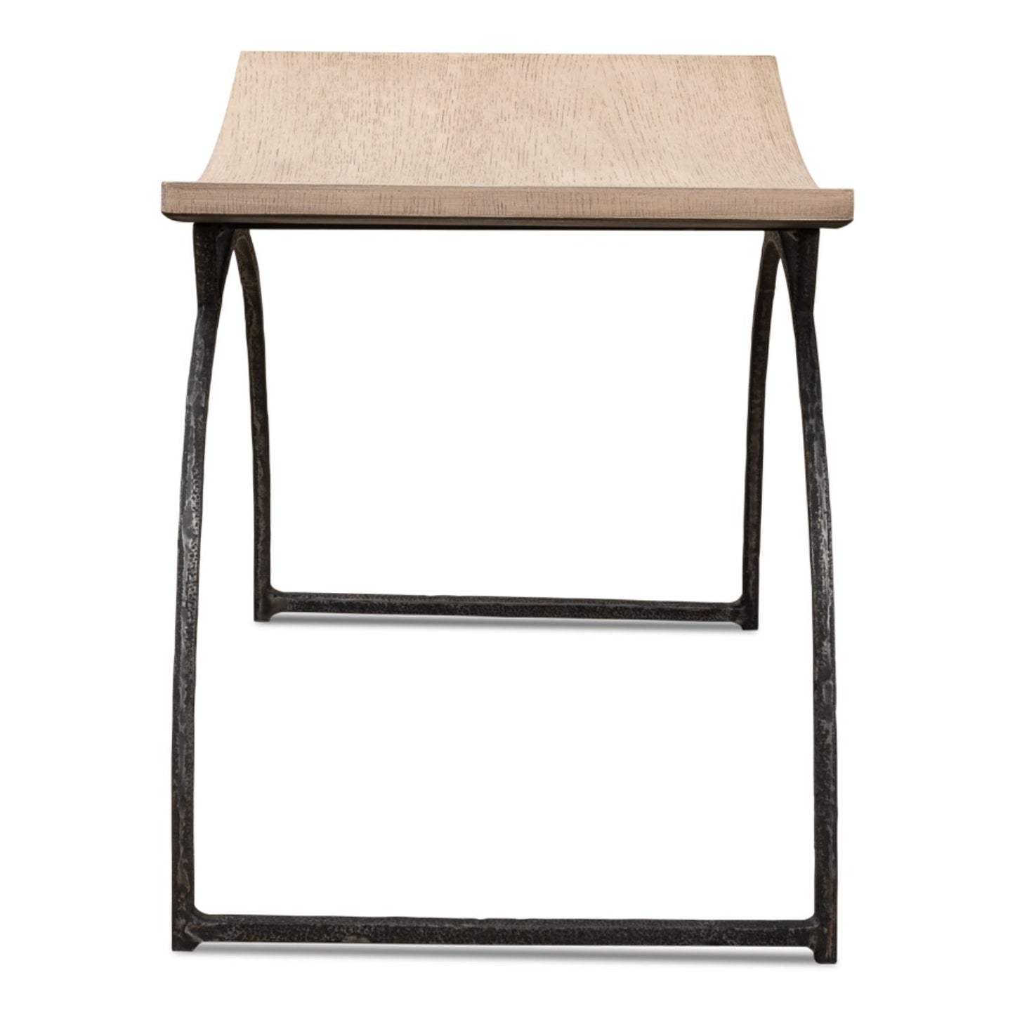 Britton Bench – Flaky Pine Finish with Hand-Forged Iron Legs