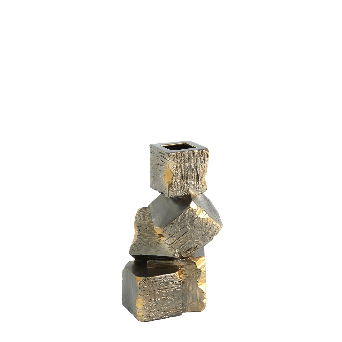 FAUX PYRITE VASES-BLACK W/GOLD