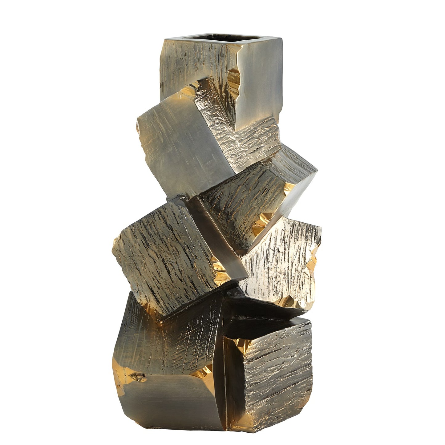 FAUX PYRITE VASES-BLACK W/GOLD