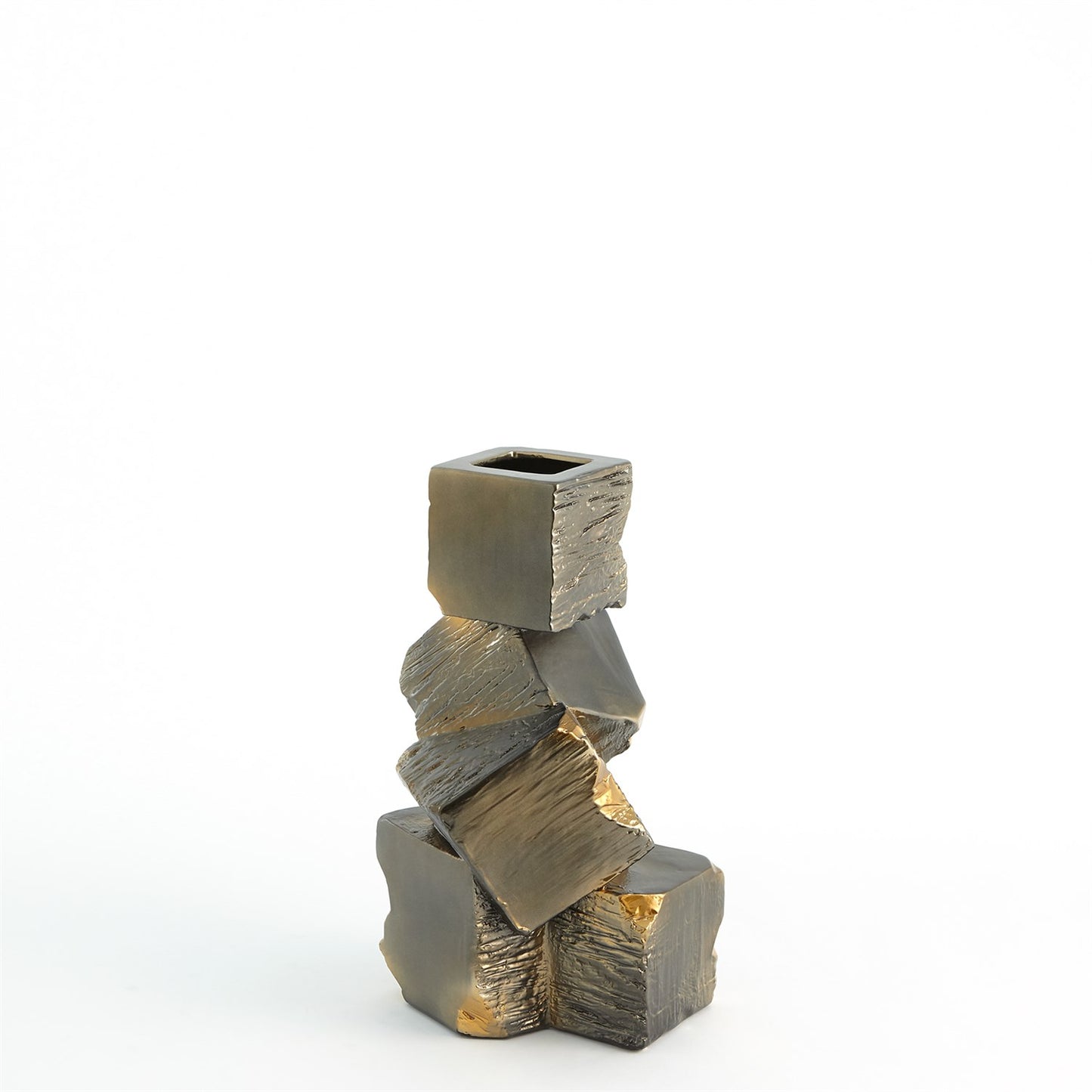 FAUX PYRITE VASES-BLACK W/GOLD