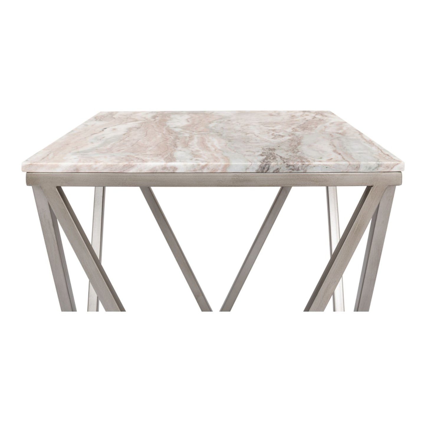 Trapezoid Side Table – Marble Top with Transitional Design