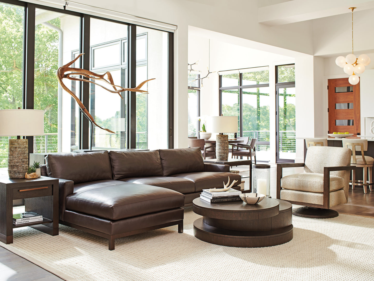 Leather LAF Sofa - Barclay Butera Horizon, 72” W - Modern Sectional