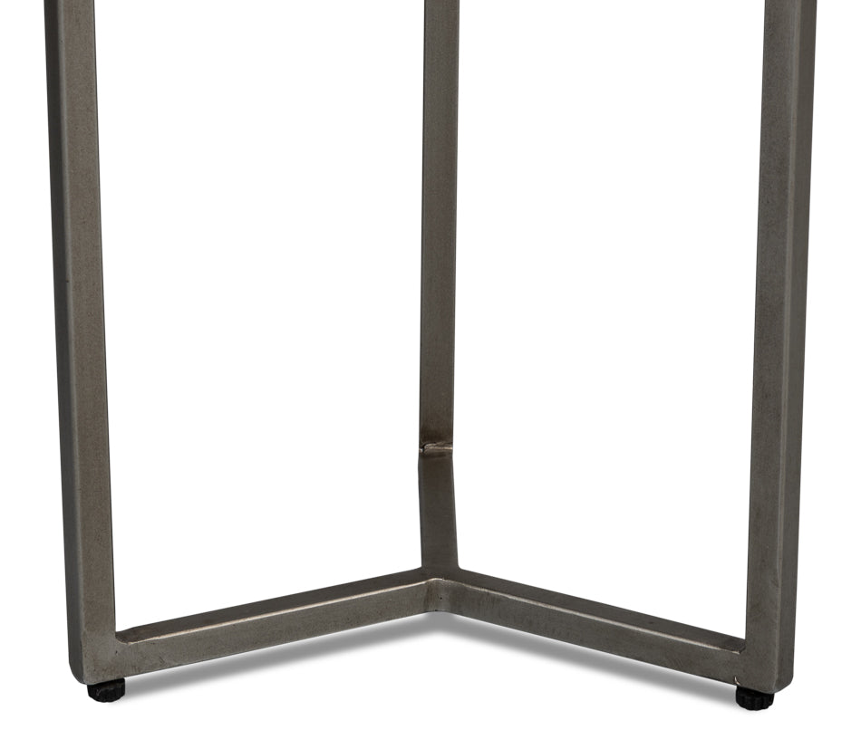 Parva End Table - Grey Traditional Iron with Mango Wood Top, Gunmetal Base
