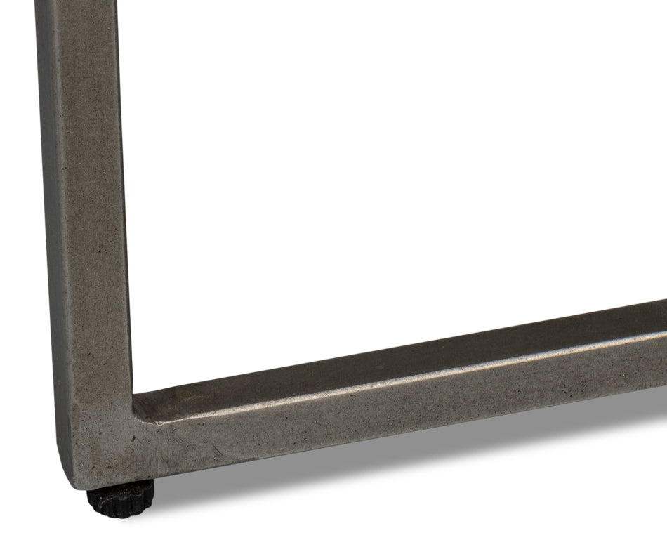 Parva End Table - Grey Traditional Iron with Mango Wood Top, Gunmetal Base