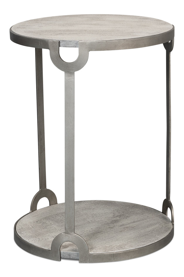 Phin End Table – Grey Traditional Design with Mango Wood Top