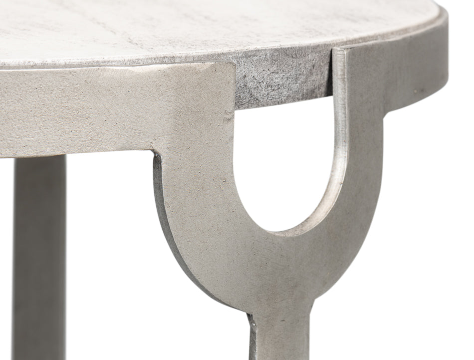 Phin End Table – Grey Traditional Design with Mango Wood Top