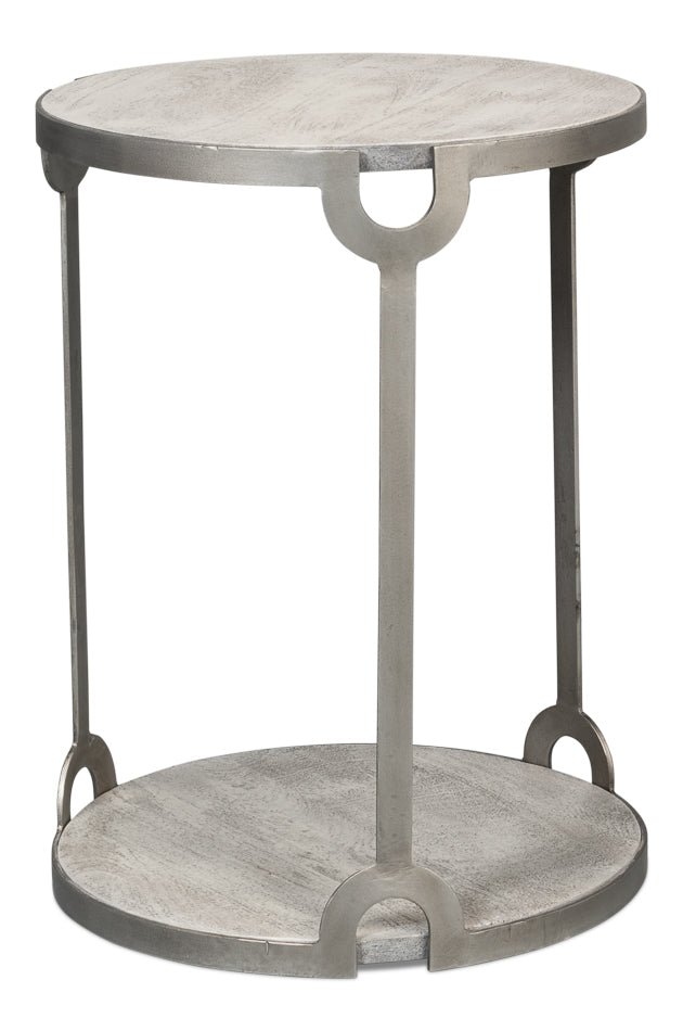 Phin End Table – Grey Traditional Design with Mango Wood Top
