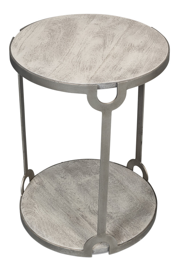 Phin End Table – Grey Traditional Design with Mango Wood Top