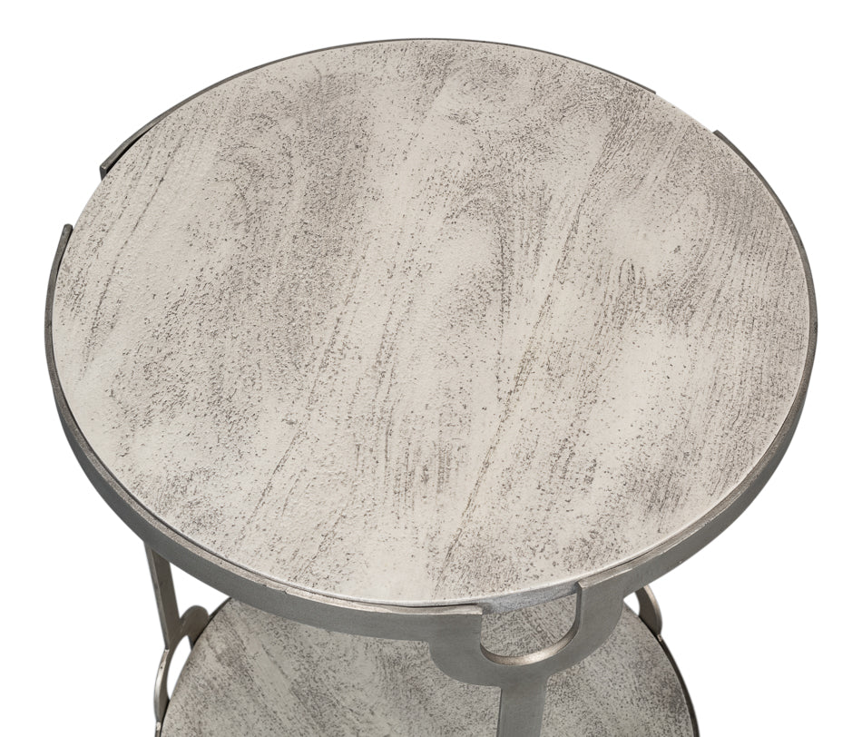 Phin End Table – Grey Traditional Design with Mango Wood Top