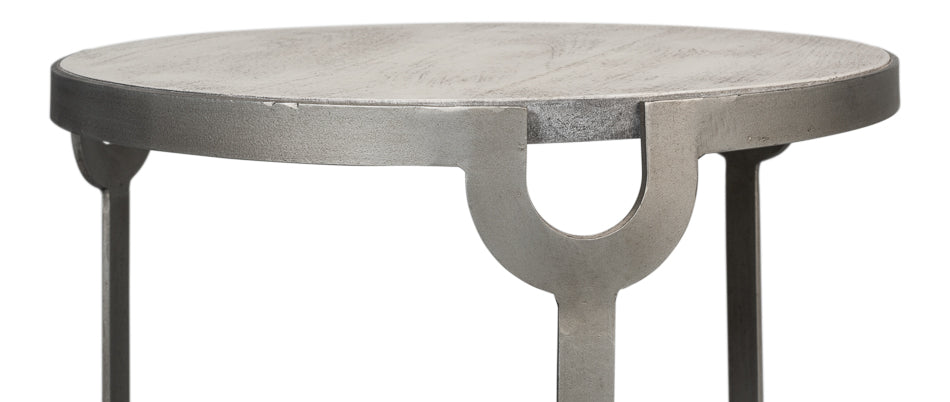 Phin End Table – Grey Traditional Design with Mango Wood Top