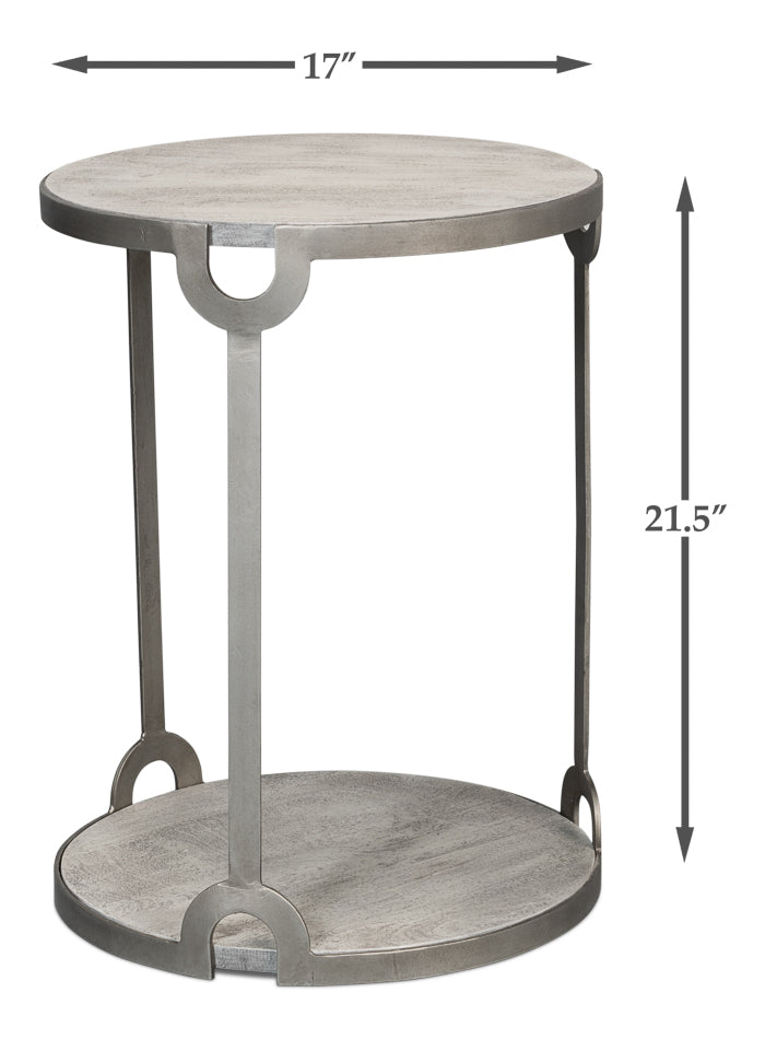 Phin End Table – Grey Traditional Design with Mango Wood Top