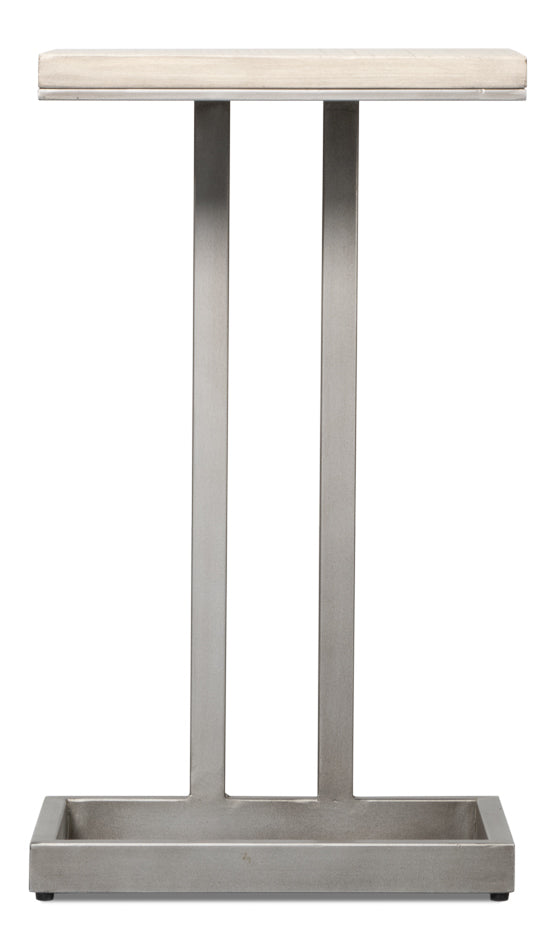 Libby End Table - Silver Traditional Mango Wood with Antique Silver Base