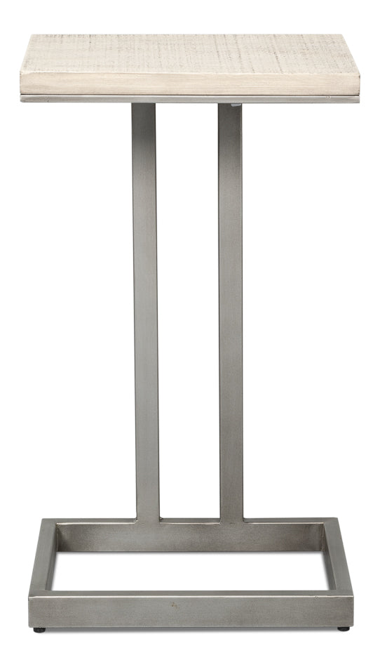 Libby End Table - Silver Traditional Mango Wood with Antique Silver Base