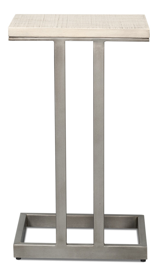 Libby End Table - Silver Traditional Mango Wood with Antique Silver Base