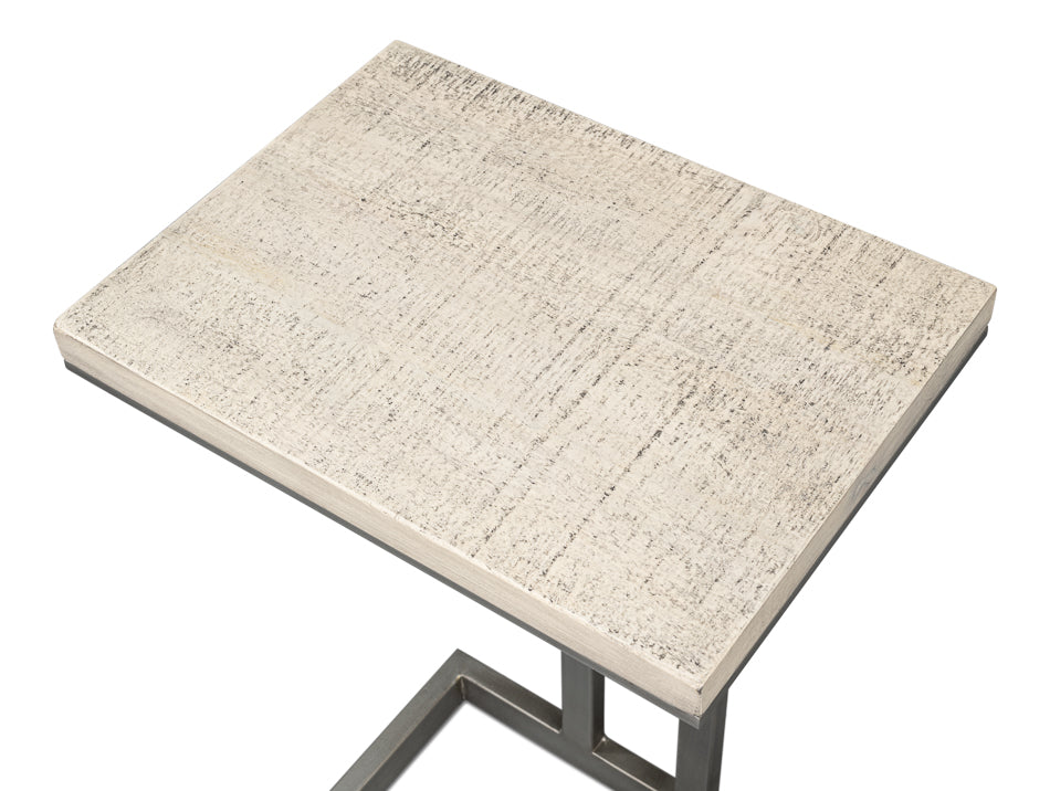 Libby End Table - Silver Traditional Mango Wood with Antique Silver Base