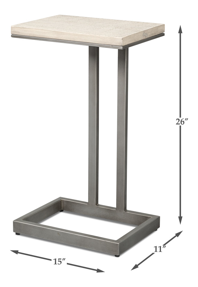 Libby End Table - Silver Traditional Mango Wood with Antique Silver Base