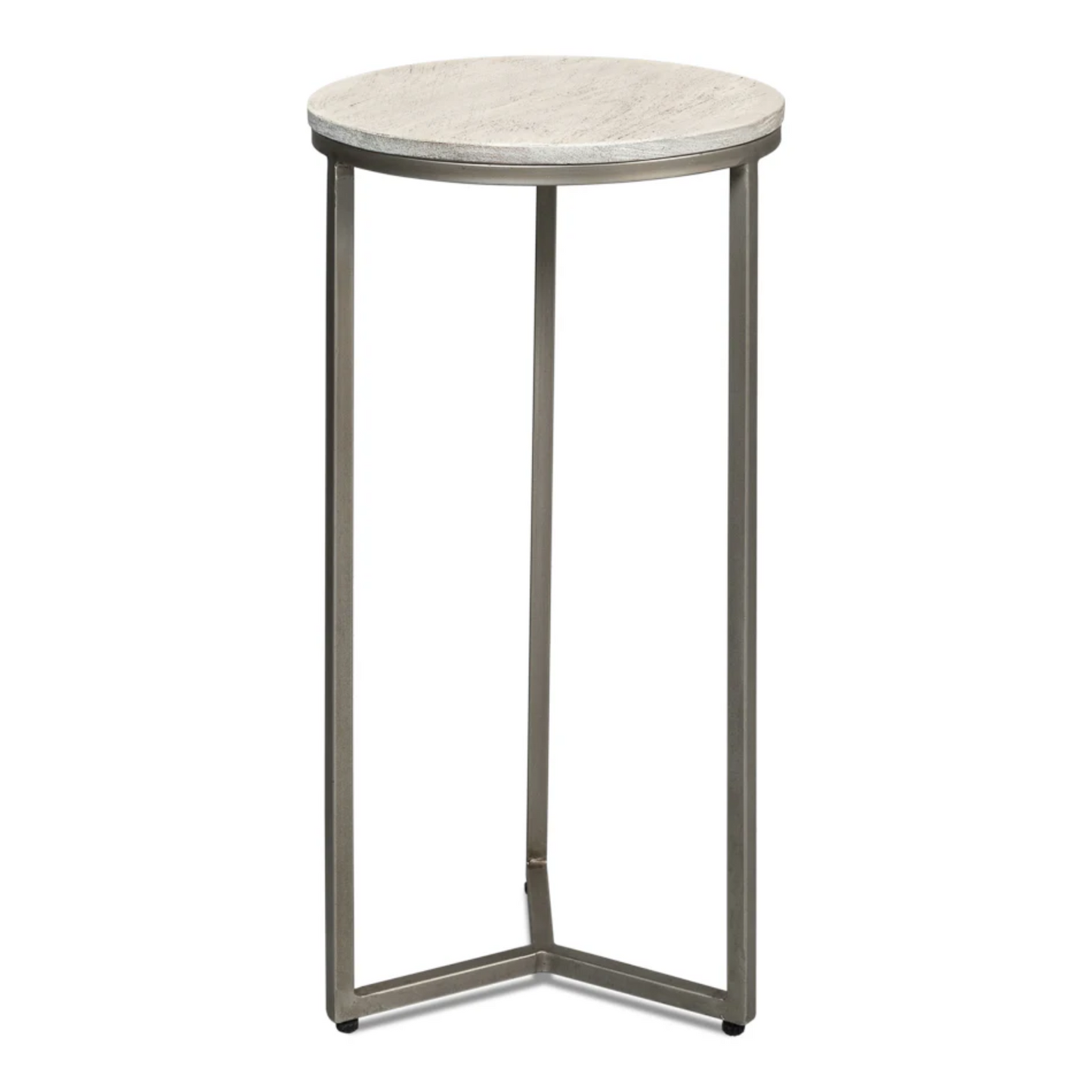 Parva End Table - Grey Traditional Iron with Mango Wood Top, Gunmetal Base