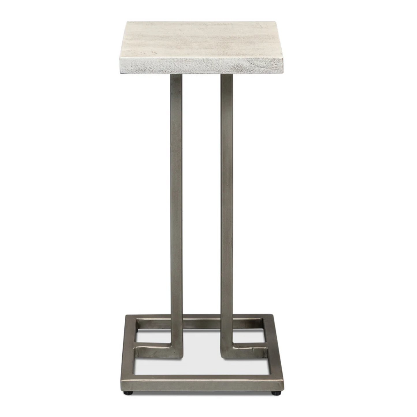 Pinto End Table - Grey Traditional Iron with Mango Wood Top, Gunmetal Base