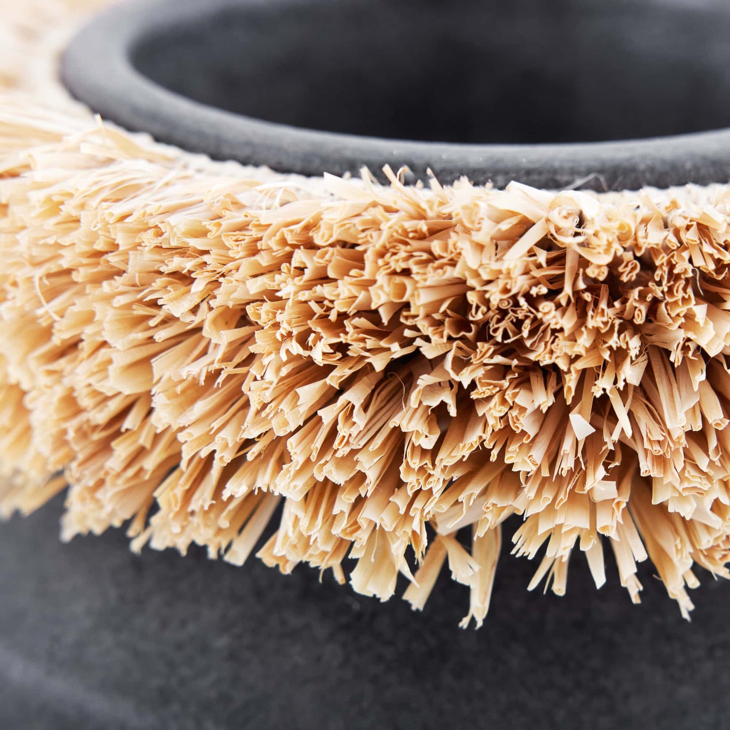 Handmade Matte Charcoal Terracotta Raffie Vase - Textural Thatched Roofing Inspiration