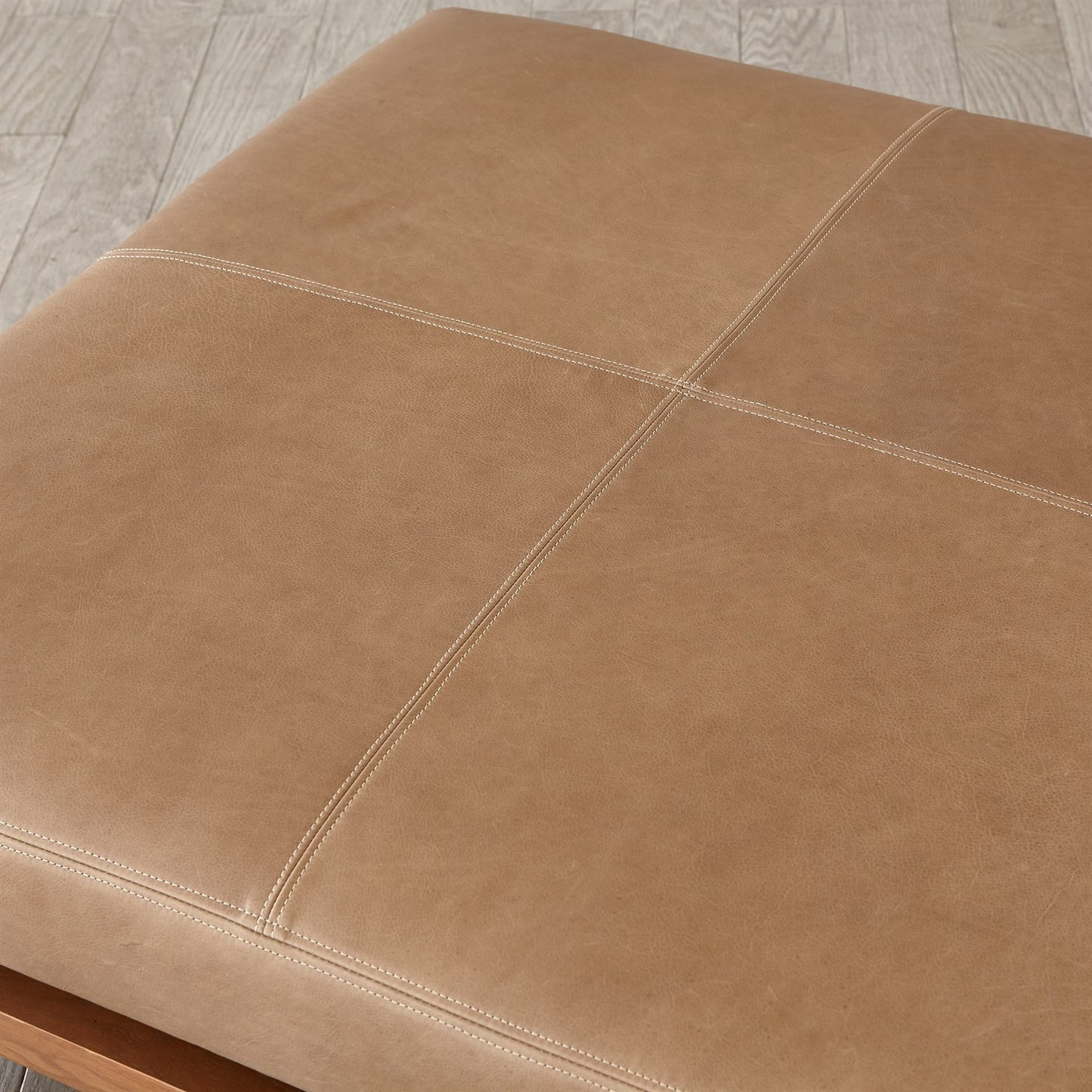 Latitudes Cushioned Leather Ottoman-2713