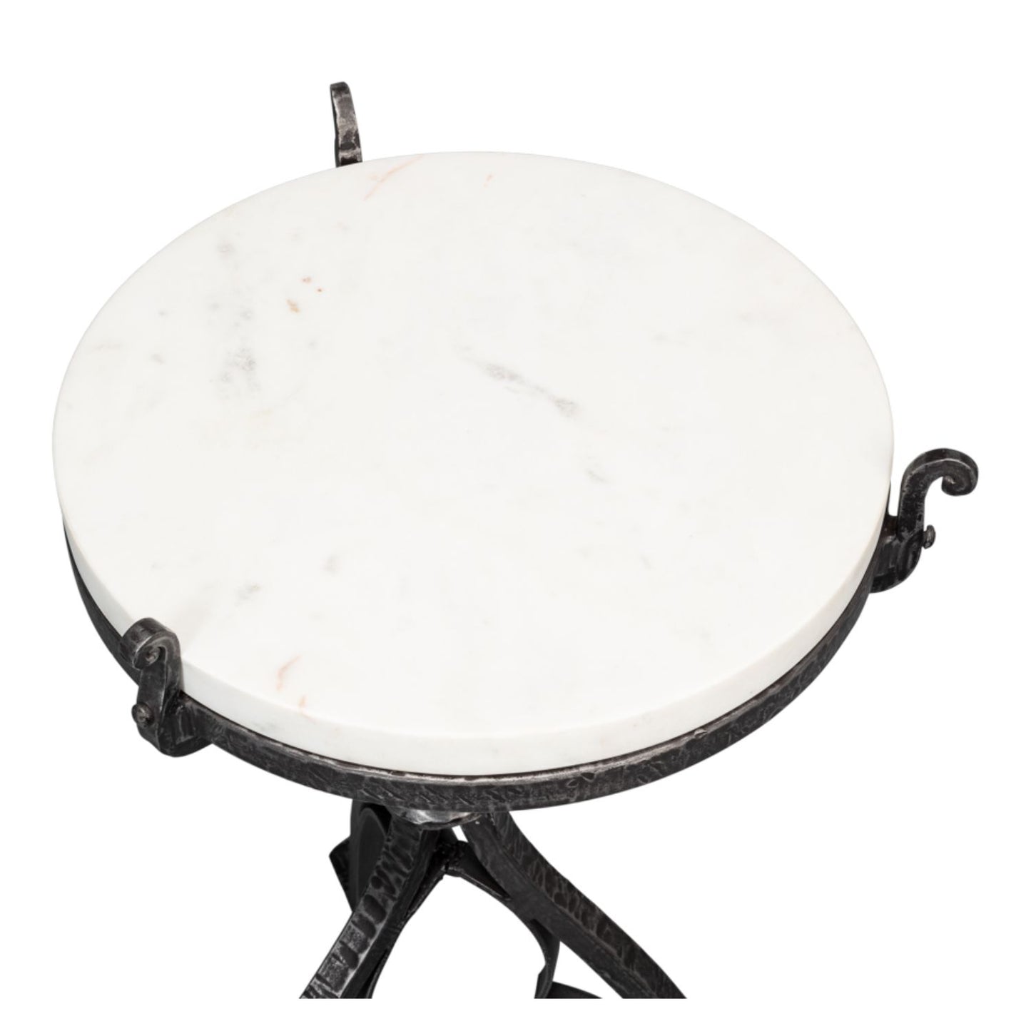 Marylin Side Table with Marble Top – White Marble & Hand-Forged Iron