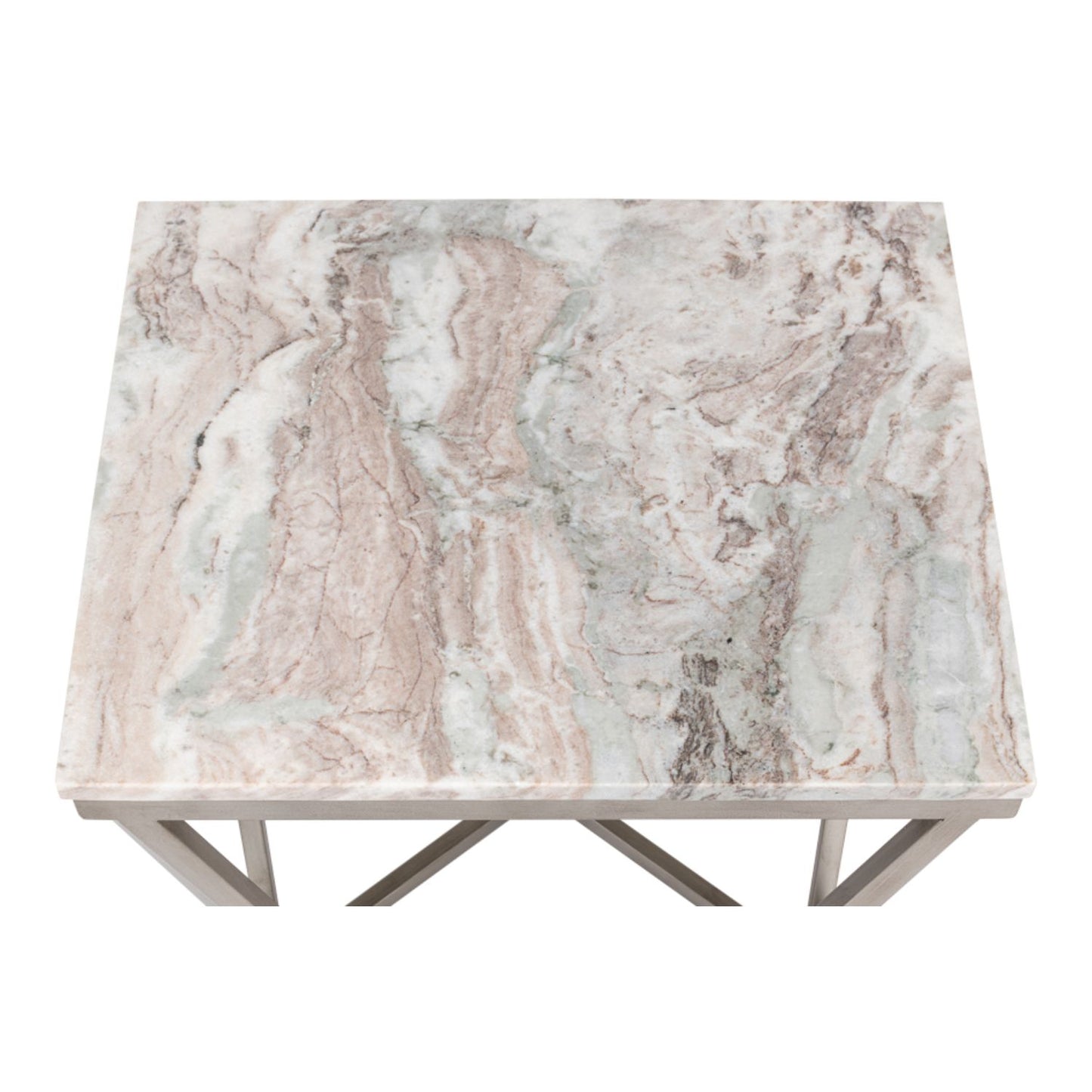 Trapezoid Side Table – Marble Top with Transitional Design
