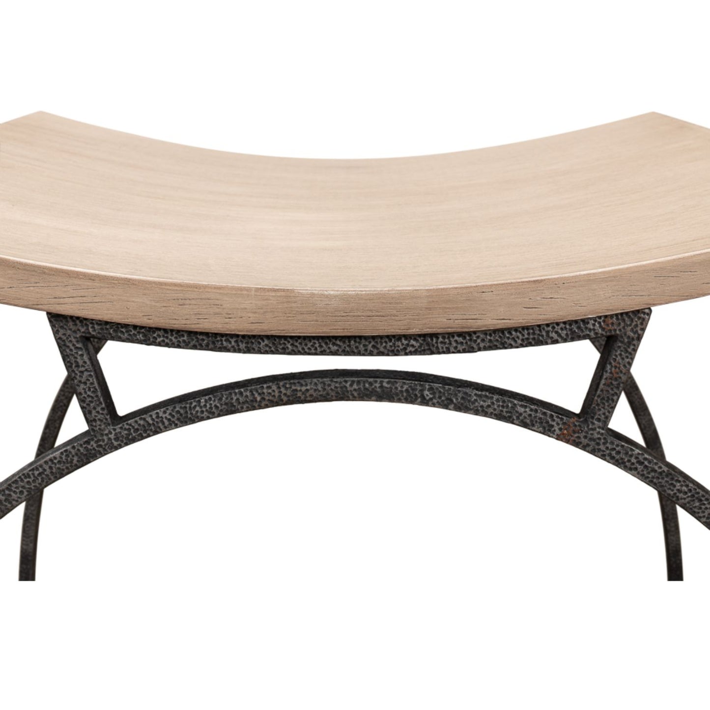 Britton Bench – Flaky Pine Finish with Hand-Forged Iron Legs