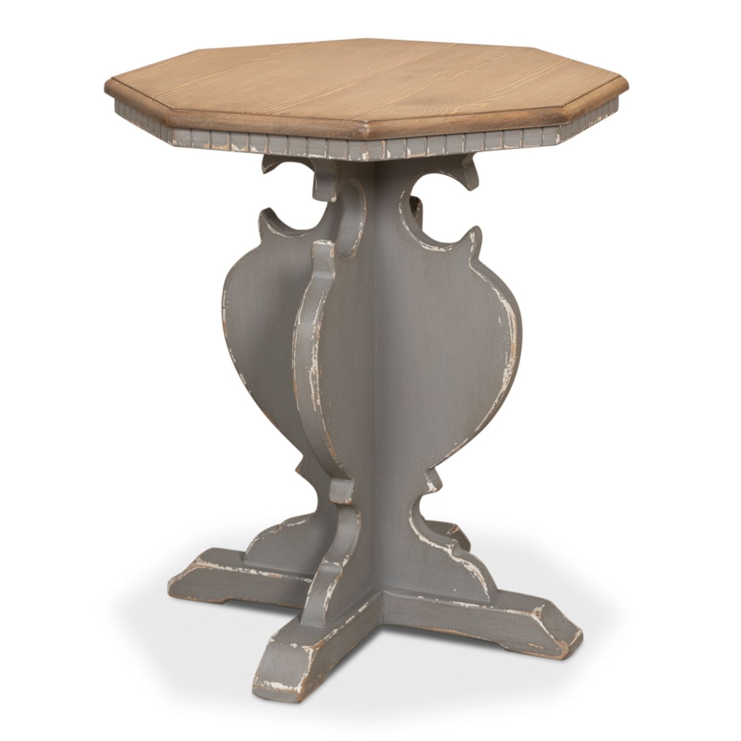 Brogan Side Table – Old Pine Finish with Green Traditional Style