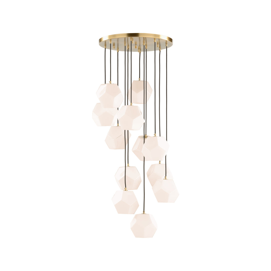 Indicus Chandelier with Multi-Drop Glass Elements & Antique Brass Finish