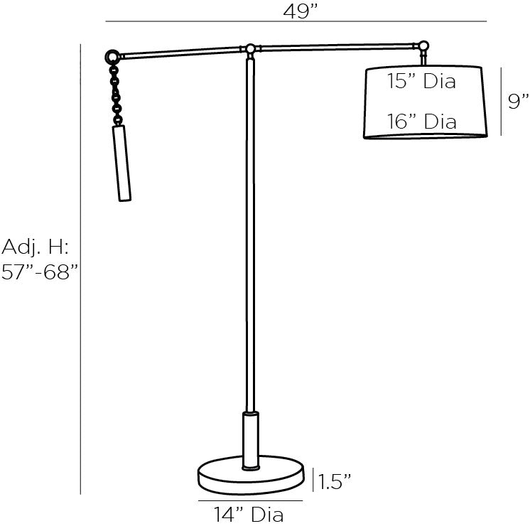 Newark Floor Lamp - Transitional Style with Cantilever Steel Construction and White Marble Base