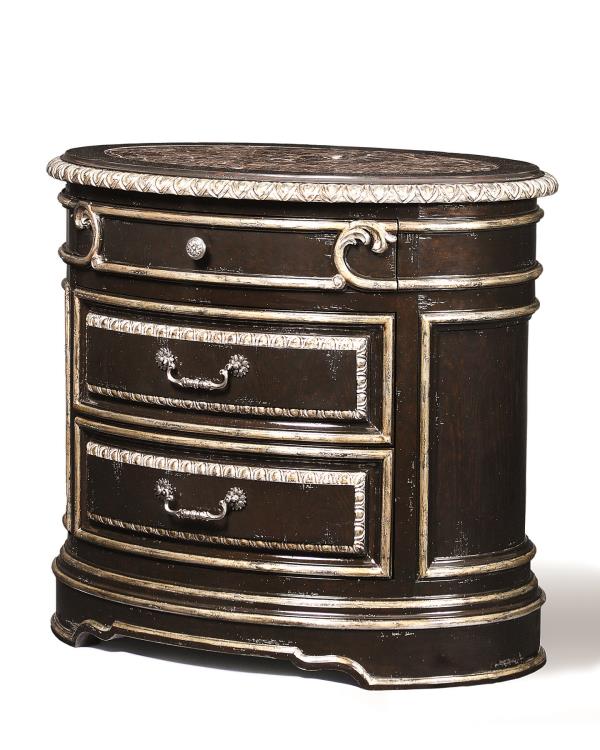 Maitland Smith Piazza San Marco Nightstand – 38" Beech Wood Nightstand with Spanish Marble Top and Versailles Trim