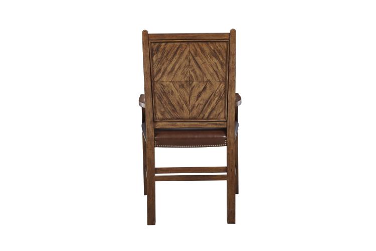 Studio Arm Chair – Antique Brown Leather & Parquetry Inlay