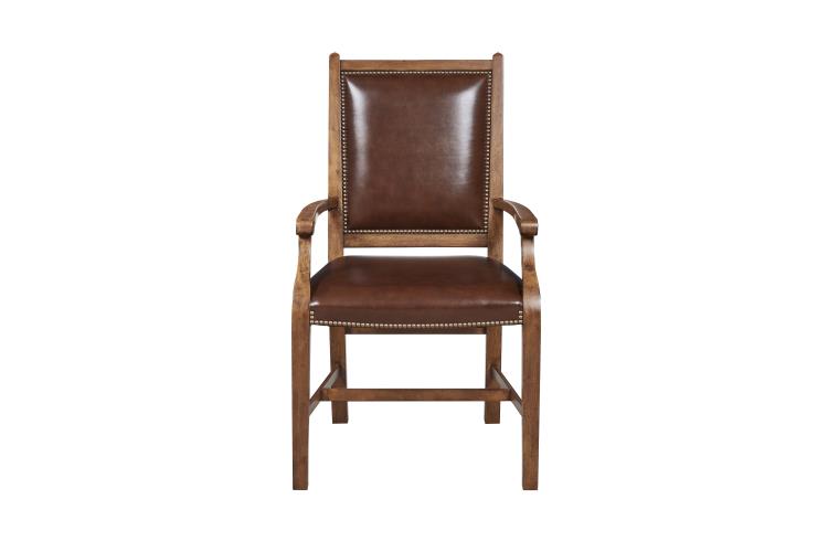 Studio Arm Chair – Antique Brown Leather & Parquetry Inlay