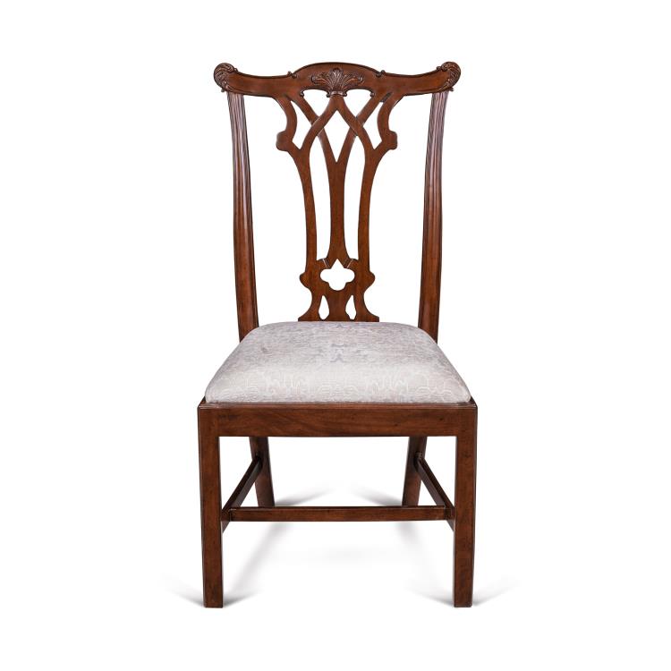 Camden Side Chair – Mahogany Frame with Cream Damask Seat