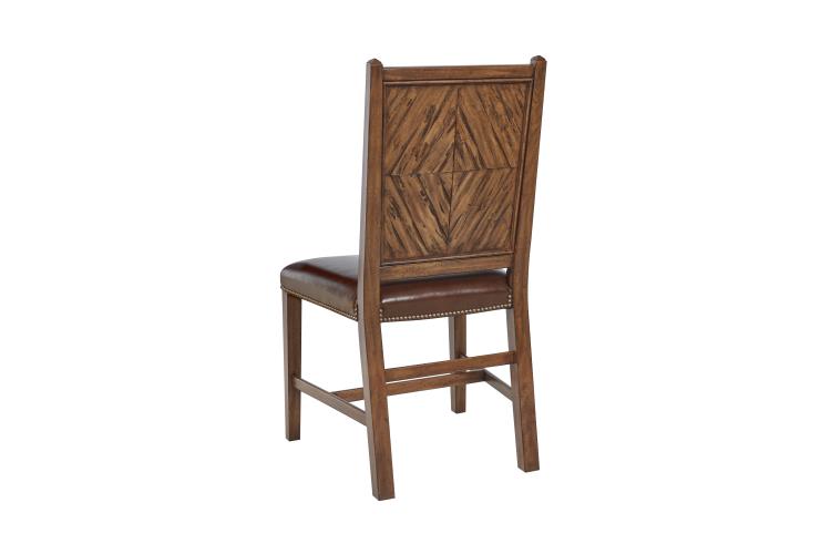 Studio Side Chair – Antique Brown Leather with Parquetry Inlay
