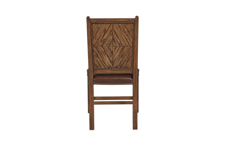 Studio Side Chair – Antique Brown Leather with Parquetry Inlay