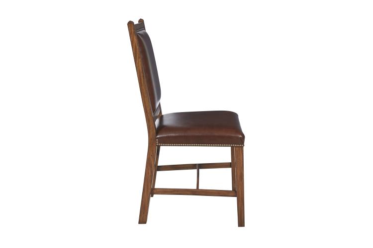 Studio Side Chair – Antique Brown Leather with Parquetry Inlay