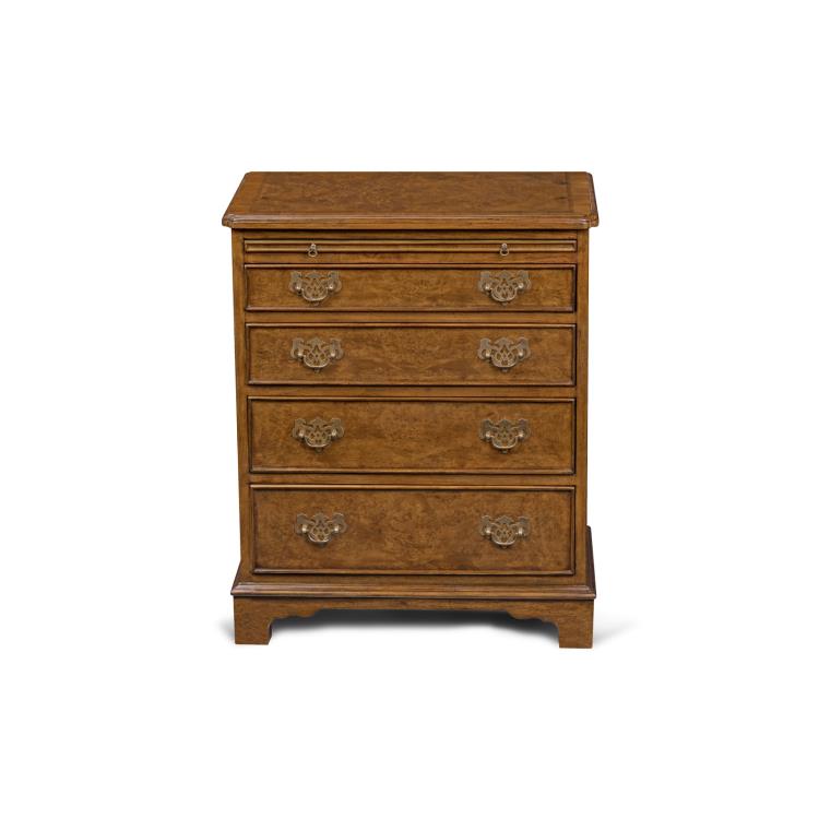 Jockey Chest – Burl Walnut Accent Cabinet with Brass Handles