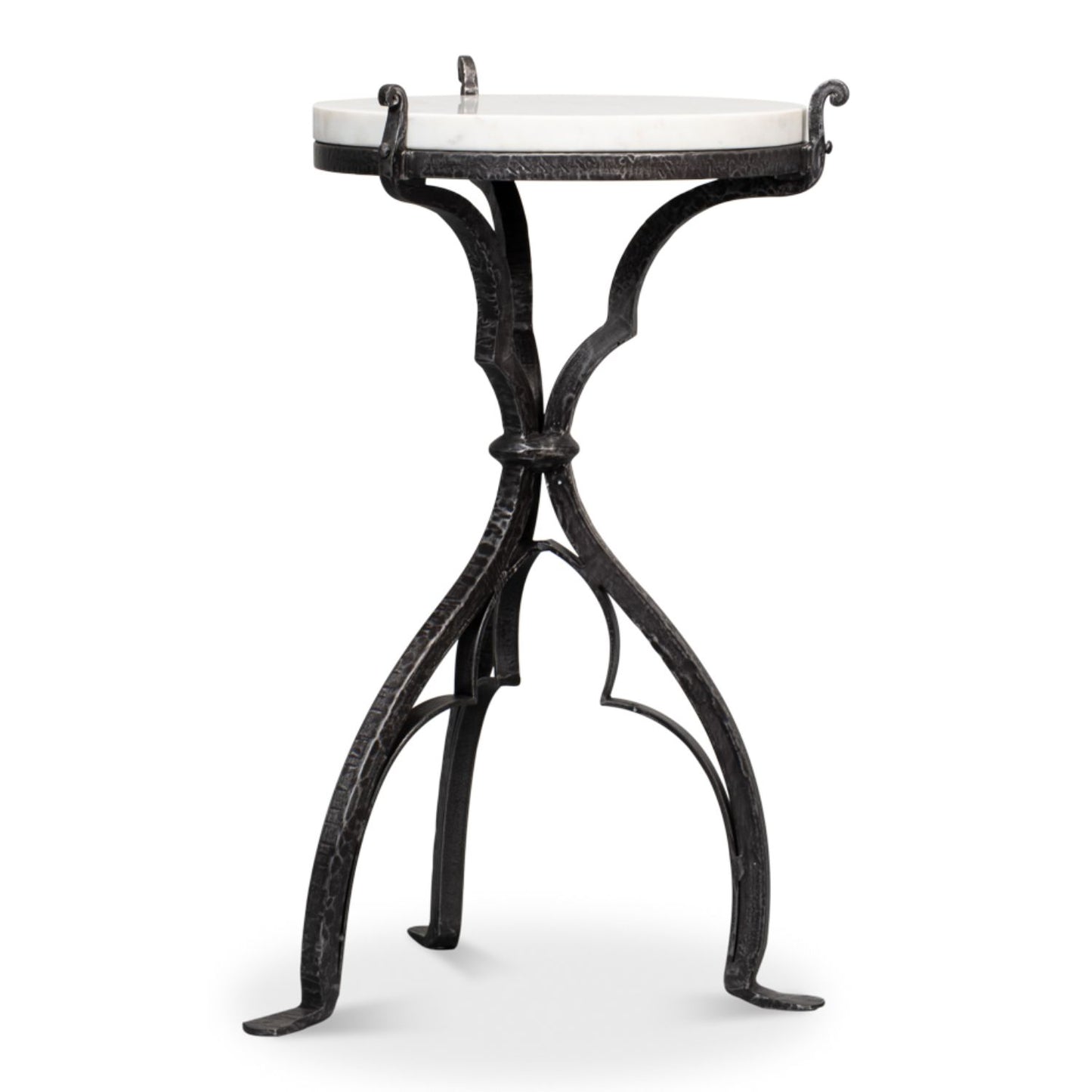 Marylin Side Table with Marble Top – White Marble & Hand-Forged Iron