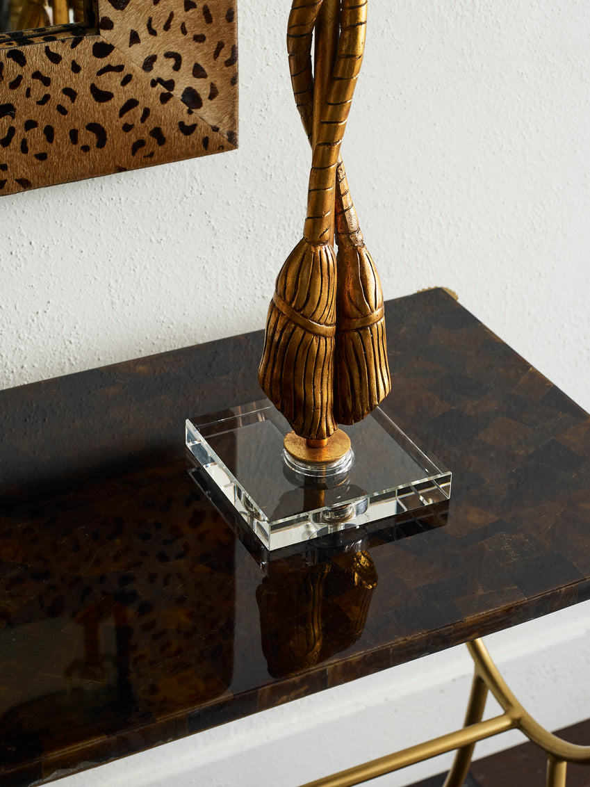 Pomp and Circumstance Lamp - Gold with White Linen or Black Silkette Shade