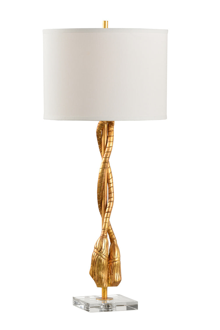 Pomp and Circumstance Lamp - Gold with White Linen or Black Silkette Shade
