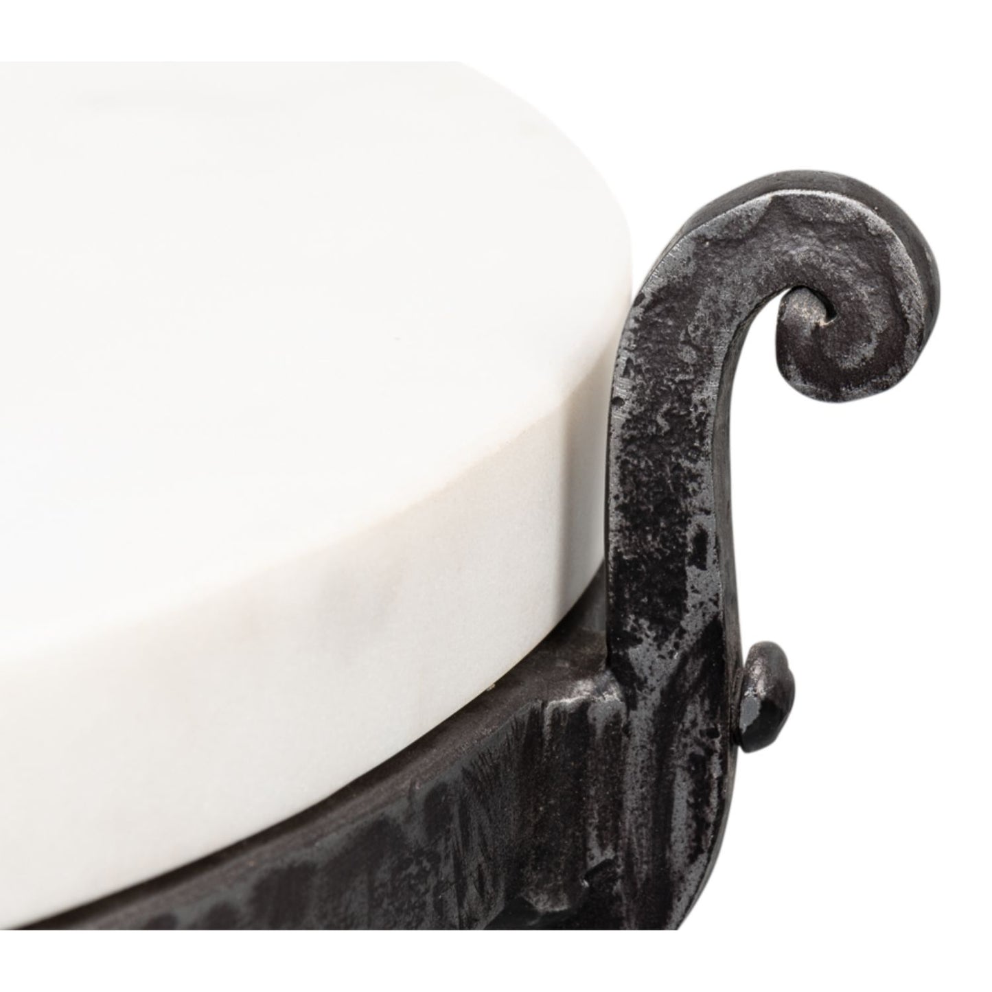 Marylin Side Table with Marble Top – White Marble & Hand-Forged Iron